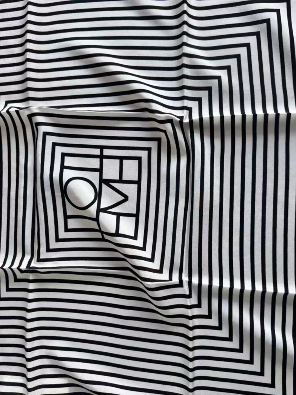 Toteme Monogram Stripe Silk Square Scarf Black White